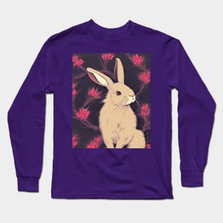 Vintage Mini Rex Rabbit in Beautiful Flowers Long Sleeve T-Shirt